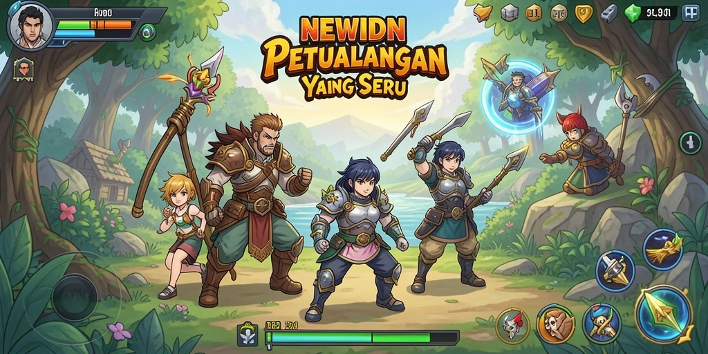 Screenshot gameplay yang menunjukkan pertarungan seru di NEWIDN.